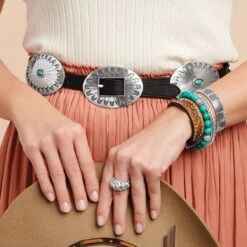 Blackbird Concho Belt -Brighton blackbird concho belt black turquoise 4