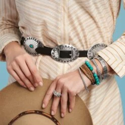 Blackbird Concho Belt -Brighton blackbird concho belt black turquoise 6