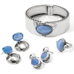 Blue Moon Hinged Bangle -Brighton blue moon hinged bangle silver blue 2