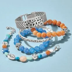 Contempo Chroma Blue Agate Stretch Bracelet -Brighton contempo chroma blue agate stretch bracelet silver blue 2 6b81a6d8 c240 4913 8a55 b6b3f80ab83e