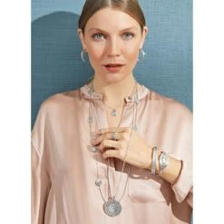 Pebble Round Reversible Long Necklace -Brighton pebble round reversible long necklace silver 3