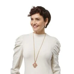 Pink Moon Pendant Long Necklace -Brighton pink moon pendant long necklace gold pink 4