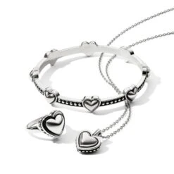 Pretty Tough Bold Petite Heart Bangle -Brighton pretty tough bold petite heart bangle silver 2